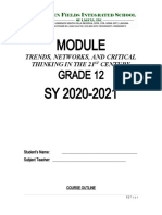 Grade 12: Trends, Networks, and Critical Thinking in The 21 Century