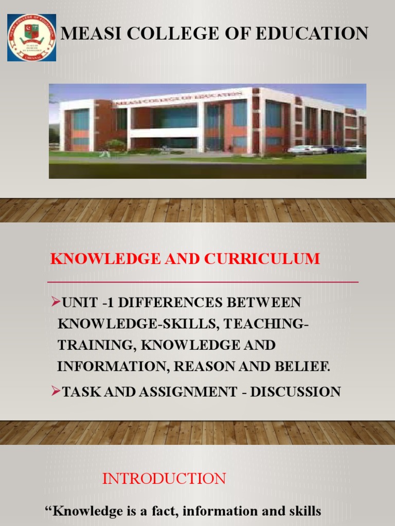 Dr. Shiyamala Knowledge & Curriculum - Unit 1 (Part 3) | PDF | Reason ...