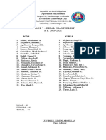 Grade 7 - Rizal Masterlist: Cabaluay National High School