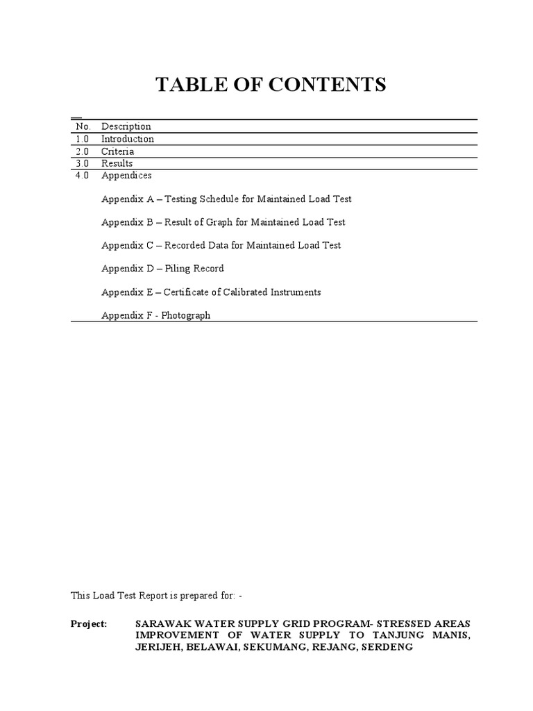 Static Load Test Report Kim San Reservoir 1 | PDF | Nature