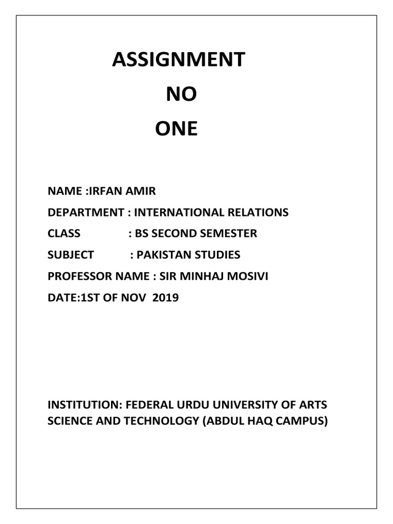 PST-2 Assignment One: Irfan Amir | PDF