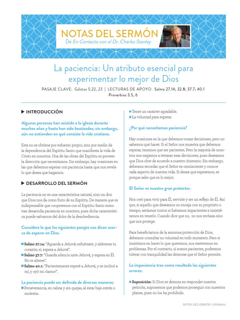 La Paciencia Un Atributo Esencial Para Experimentar Lo Mejor De Dios