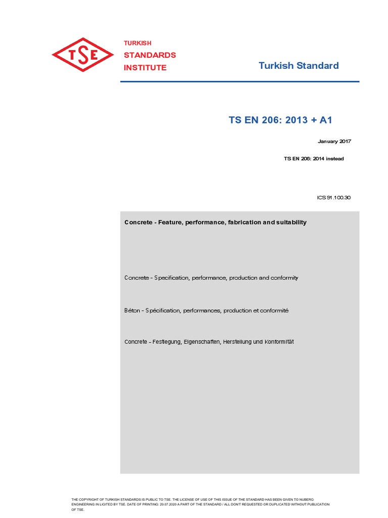 TS EN 206 2013 A1.tr - en | PDF | Construction Aggregate | Concrete