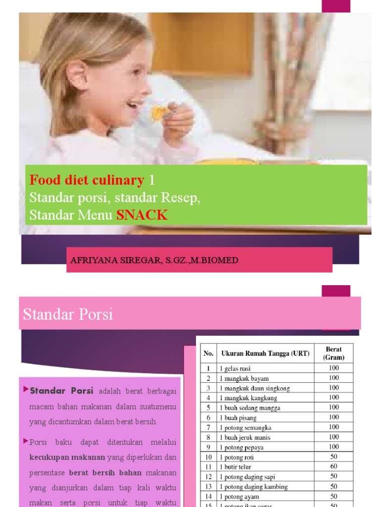 Standar Porsi dan Menu Kuliner Diet | PDF | Memasak, Makanan, & Anggur ...