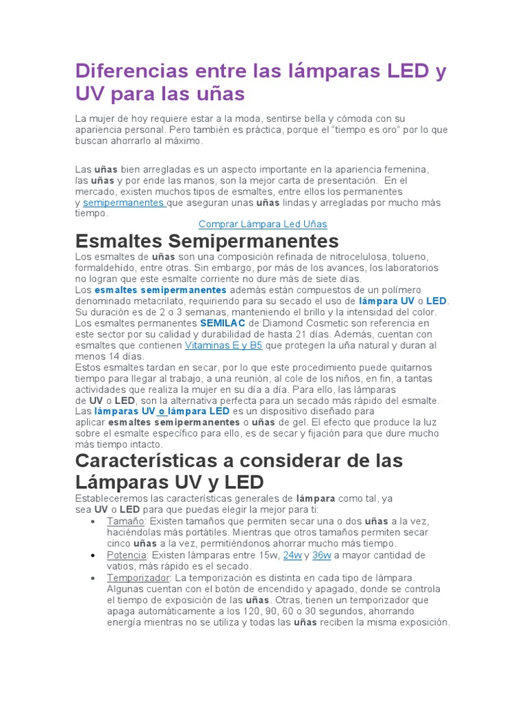 Diferencias entre las lámparas LED y UV para las uñas - Blog de Material  Estética