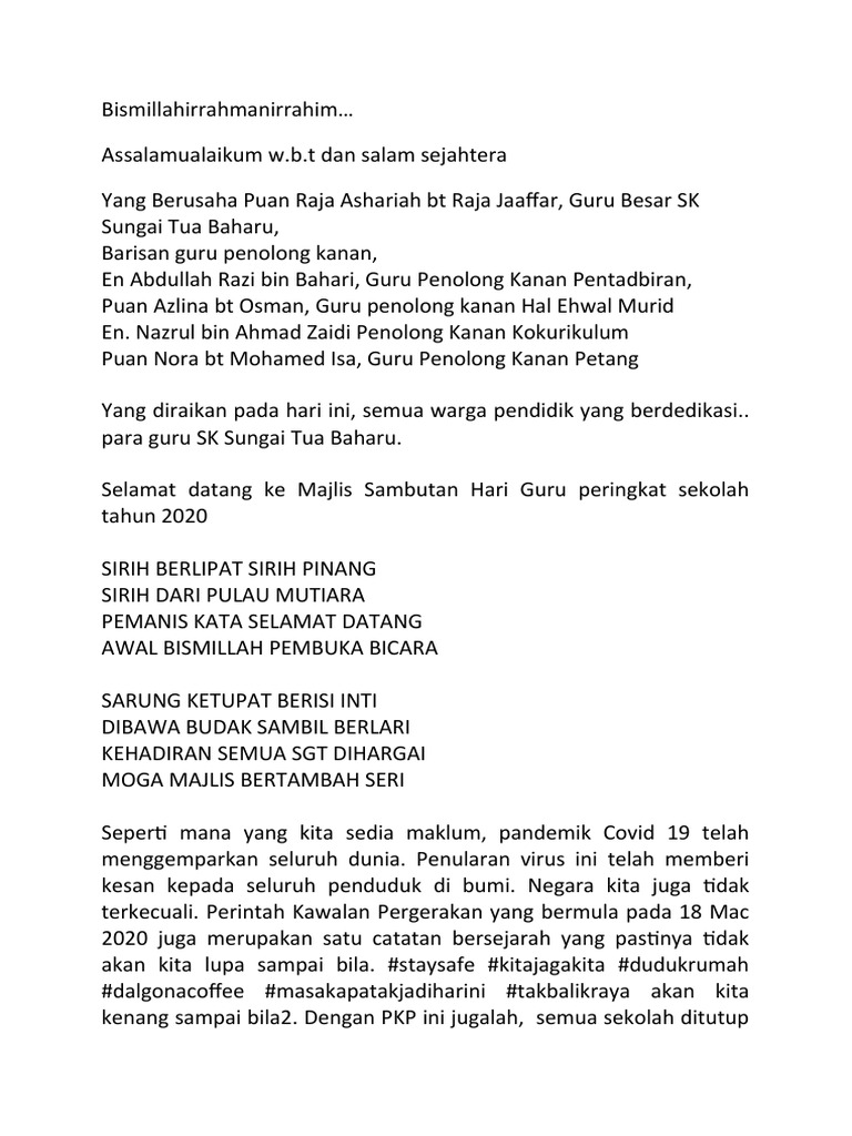 Teks Pengacara Majlis Hari Guru 2020  PDF