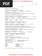 CBSE Class 8 Geography Worksheet - Agriculture