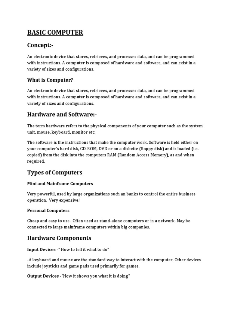 Basic Computer Note | PDF | Computer Data Storage | Computer Virus