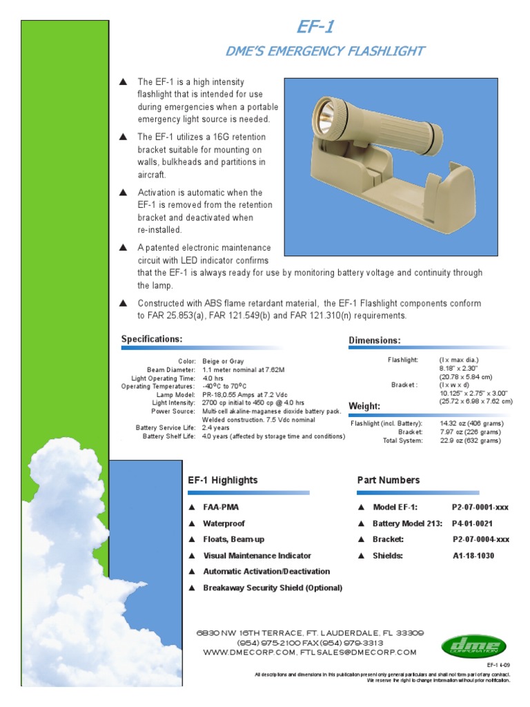 DME EF-1 Emergency Flashlight Overview | PDF | Flashlight | Equipment