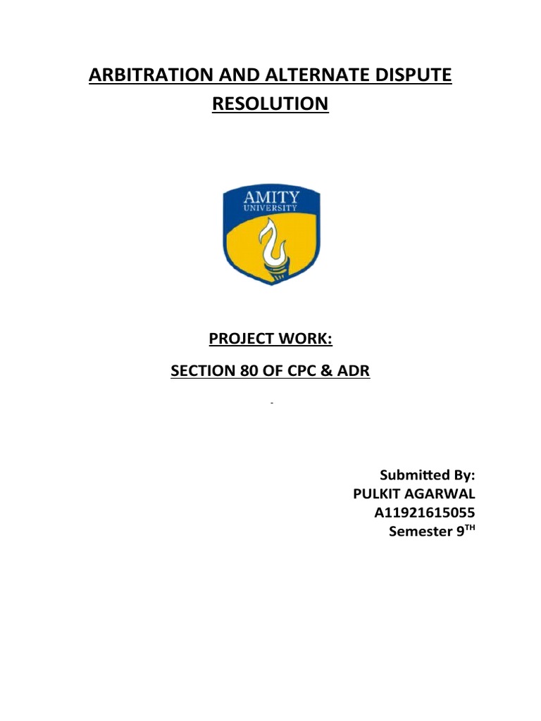 Adr Project - Pulkit | PDF | Alternative Dispute Resolution | Mediation