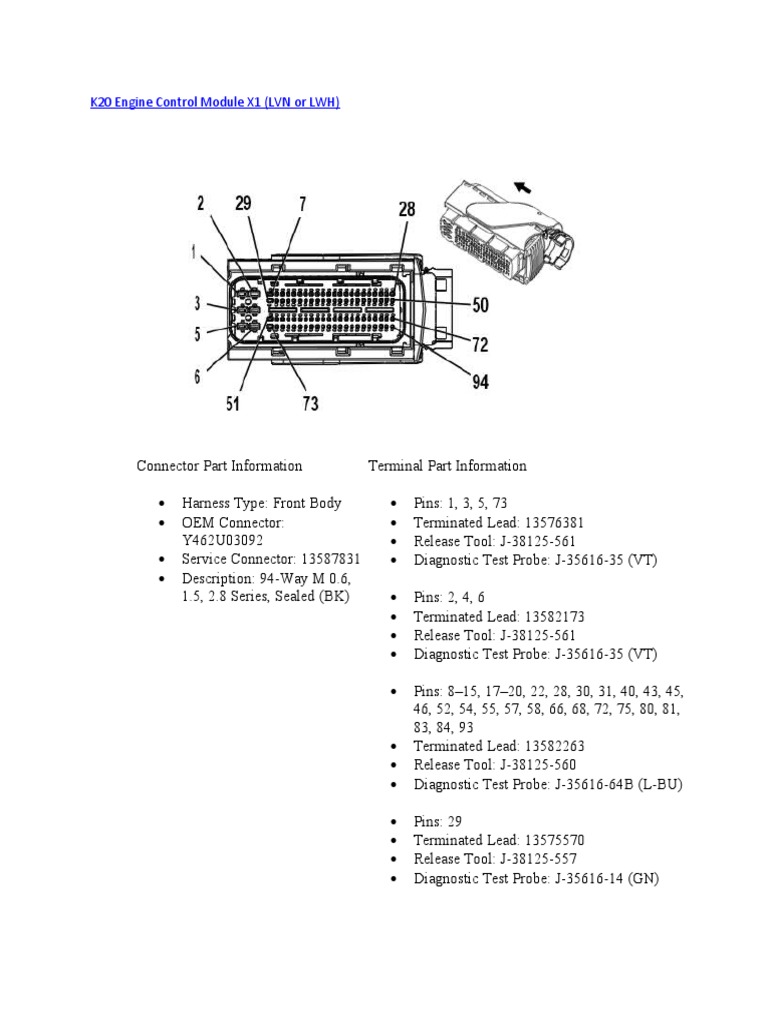 K20 Engine Control Module X1 PDF Fuel Injection Throttle