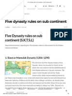 Five Dynasty Rules On Sub Continent - MCQS Study Notes