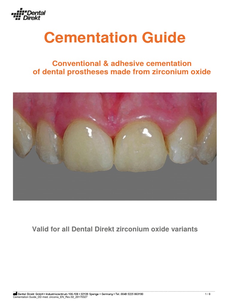 Zirconia Dental Prosthesis Cementation Guide | PDF | Health Sciences ...