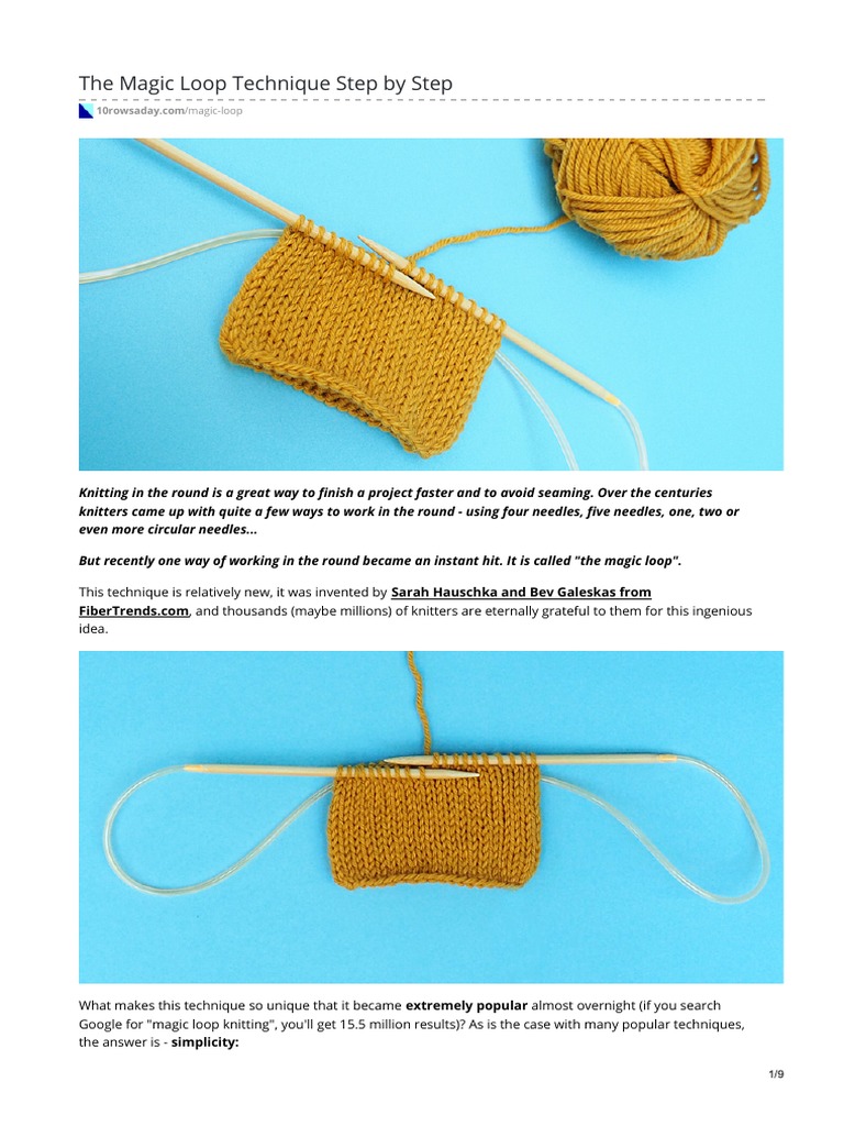 The Magic Loop Technique Step by Step | PDF | Knitting Needle | Knitting
