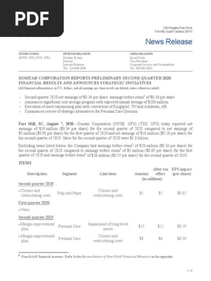 Domtar Quarterly Report