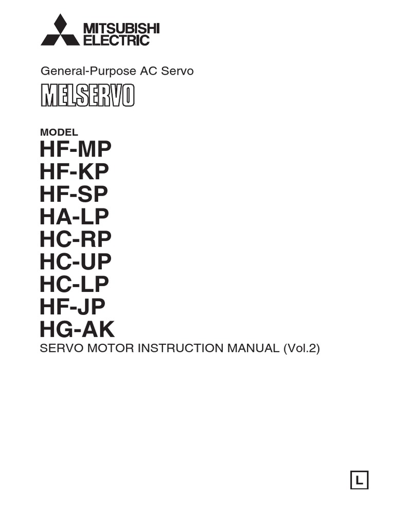 Mitsubishi Servo Motor Instruction Manual (Vol.2 PDF Electric Motor