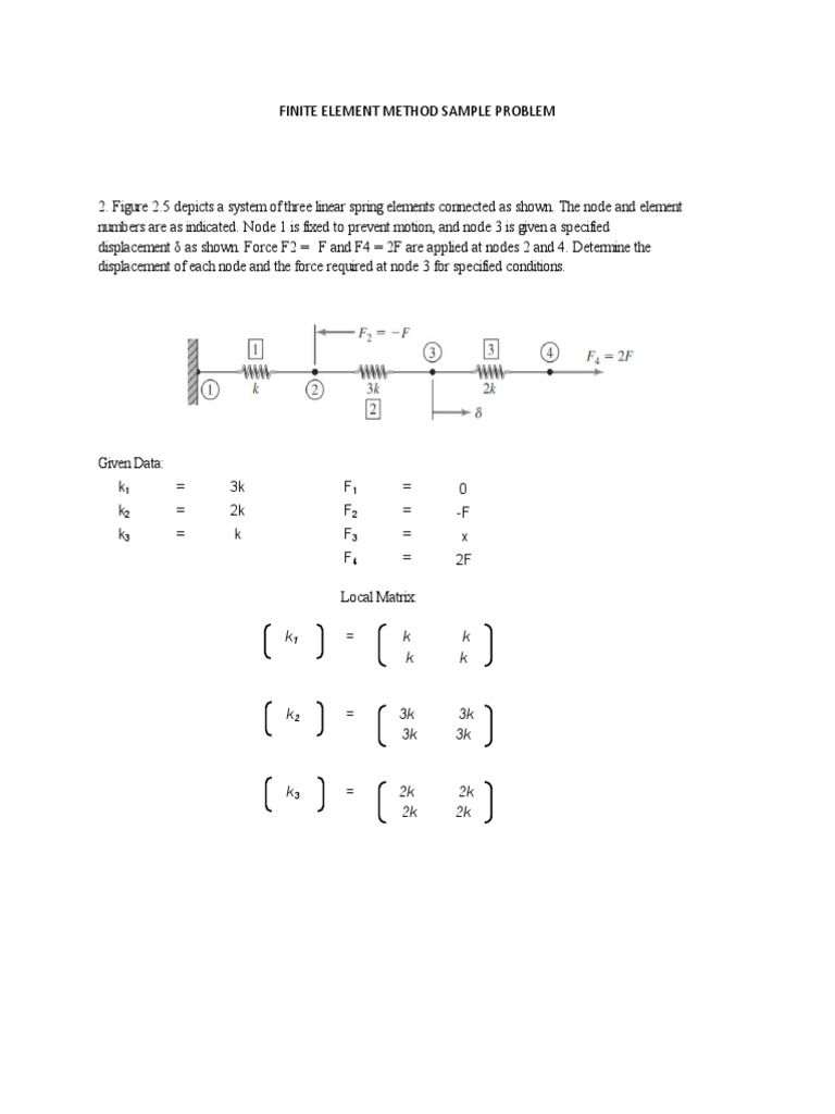 Spring System Displacement Analysis | PDF | Finite Element Method ...