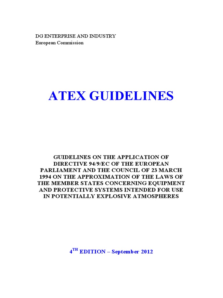ATEX Directive 94/9/EC Guidelines | PDF | Technology & Engineering