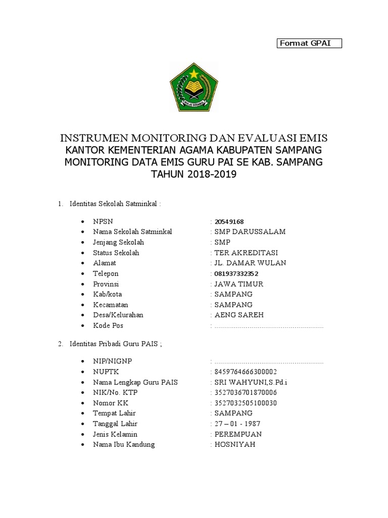 Instrumen Rev Emis GPAI 2019 | PDF