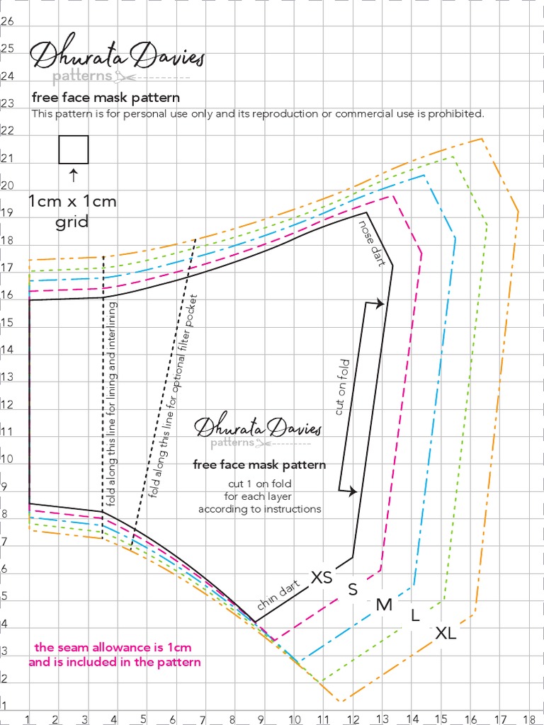 1cm X 1cm Grid: Free Face Mask Pattern | PDF
