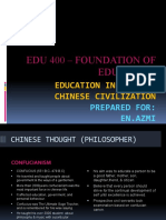 EDU 400 - Foundations of Education in Ancient Chinese Civilization