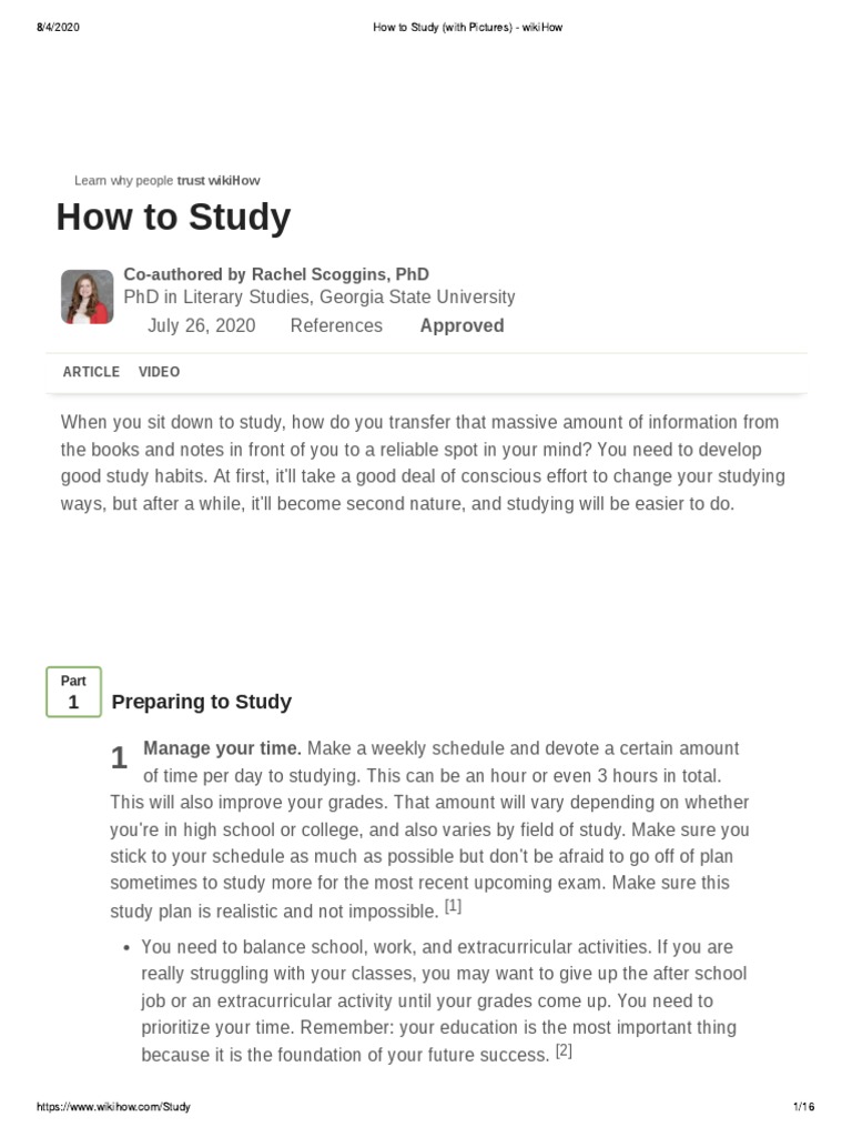 $how To Study (With Pictures) - Wikihow PDF | PDF | Vocabulary | Memory
