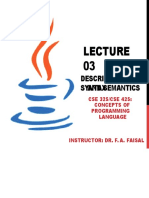 Describing Syntax and Semantics: CSE 325/CSE 425: Concepts of Programming Language