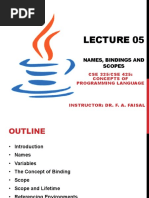 Names, Bindings and Scopes: CSE 325/CSE 425: Concepts of Programming Language