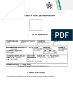 Formato de Hoja de Vida de Aprendices Sena