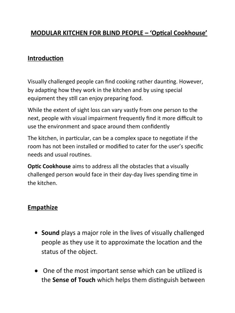 Modular Kitchen For Blind People PDF Visual Impairment Kitchen