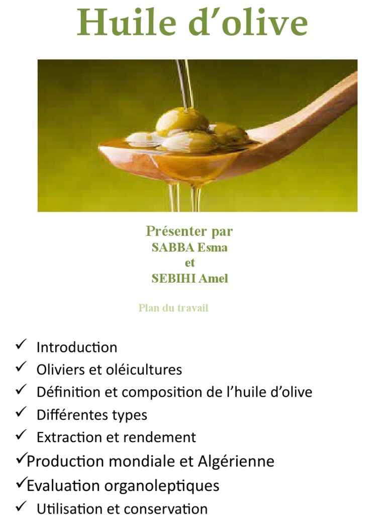 Composition et bienfaits de l'huile d'olive PDF Huile d'olive — free download