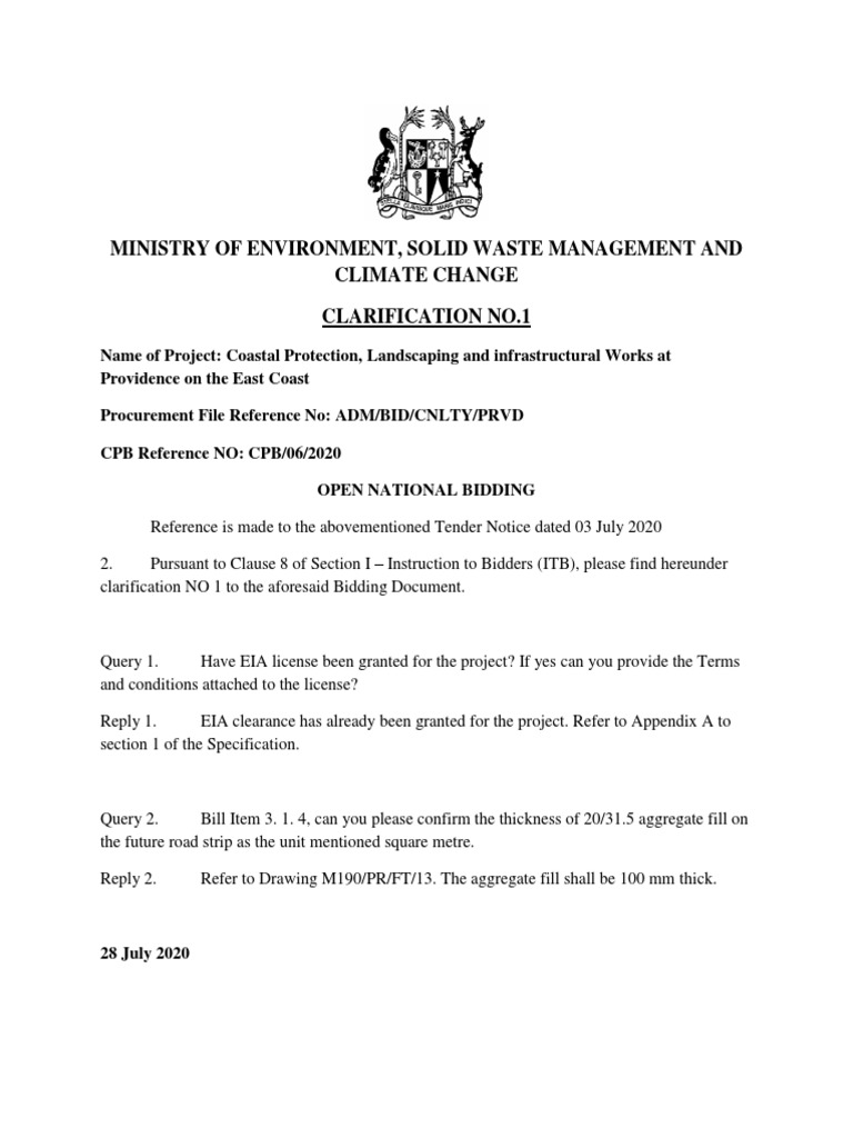Clarification No 1 - 28 July 2020 | PDF