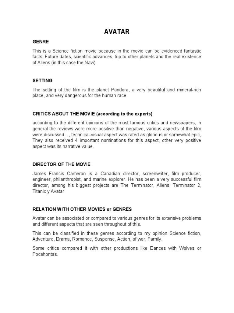 Avatar: Genre | PDF | Avatar (2009 Film)