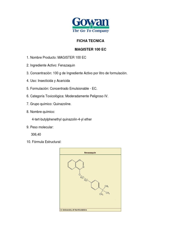 Insecticida Acaricida MAGISTER 100 EC | PDF | Relaciones personales ...
