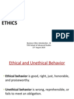 Ethics: Business Ethics Introduction - III TERI School of Advanced Studies 23 August 2019