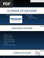 Summer Internship: Company: Panasonic India Pvt. Ltd. Presented by Jatin Gulati IILMU/PG/2019/M4178