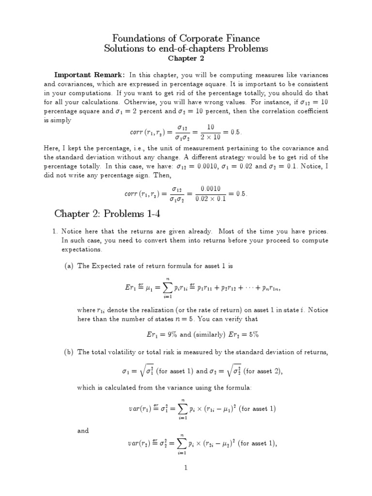 End of Chapter Solutions - Ch2 PDF | PDF | Variance | Standard Deviation