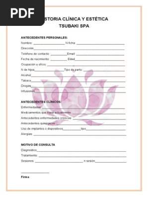 Historia Clinica Y Estetica Tsubaki Spa Antecedentes Personales scribd