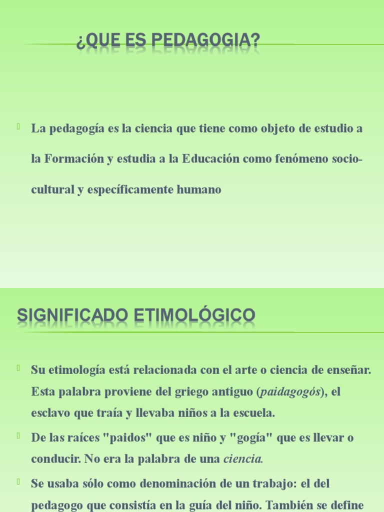 Definición y significado de pedagogía | PDF | Pedagogía | Conocimiento