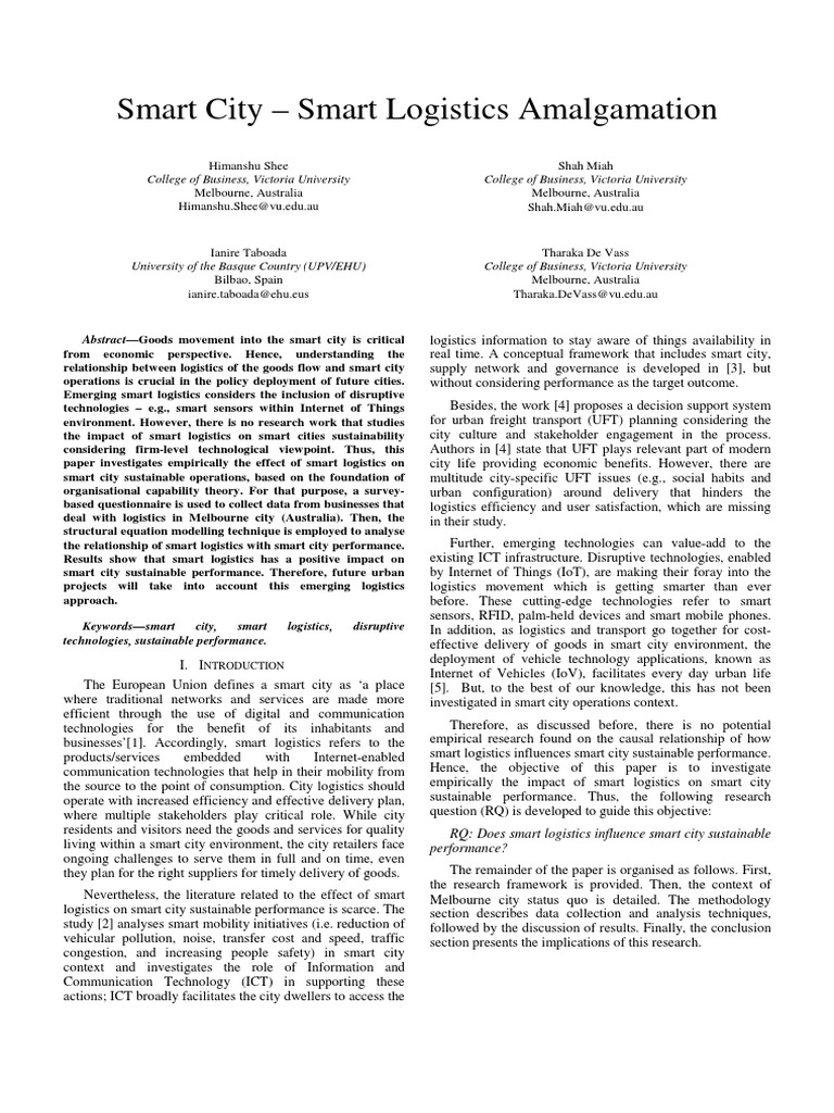 Smart Logistics Impact on Smart Cities | PDF | Logistics | Internet Of ...