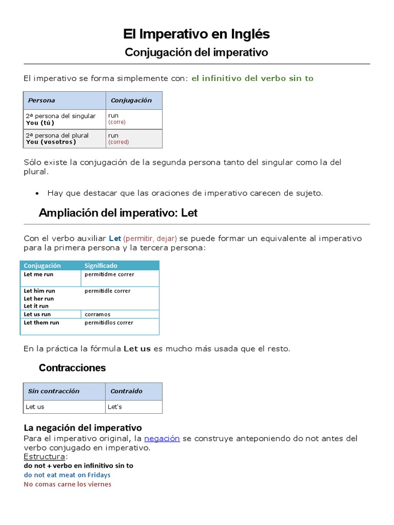 O Imperativo Em Inglês _ El Modo Imperativo en Inglés: Guía Completa ...