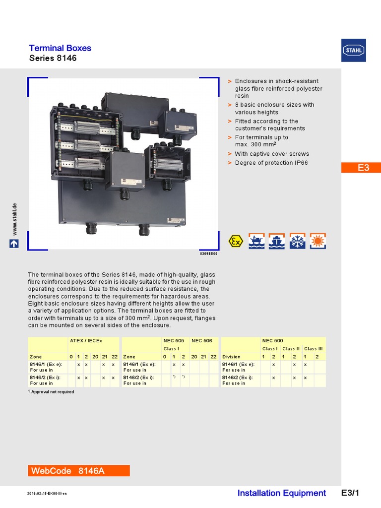 Series 8146 Terminal Boxes Overview | PDF | Electrical Conductor ...