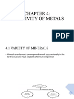 Metals Reactivity and Extraction