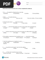 Diagnostic Test B: Choose The Correct Answer (A, B, C or D) To Complete The Sentences