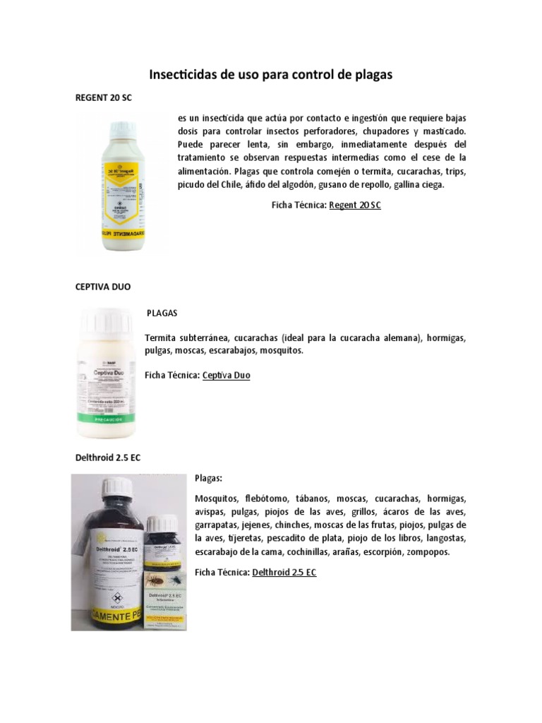 Insecticidas de Uso para Control de Plagas | PDF | Insectos | Insectos ...