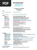 PLT College, Inc.: Calendar of Activities (Tertiary Level)