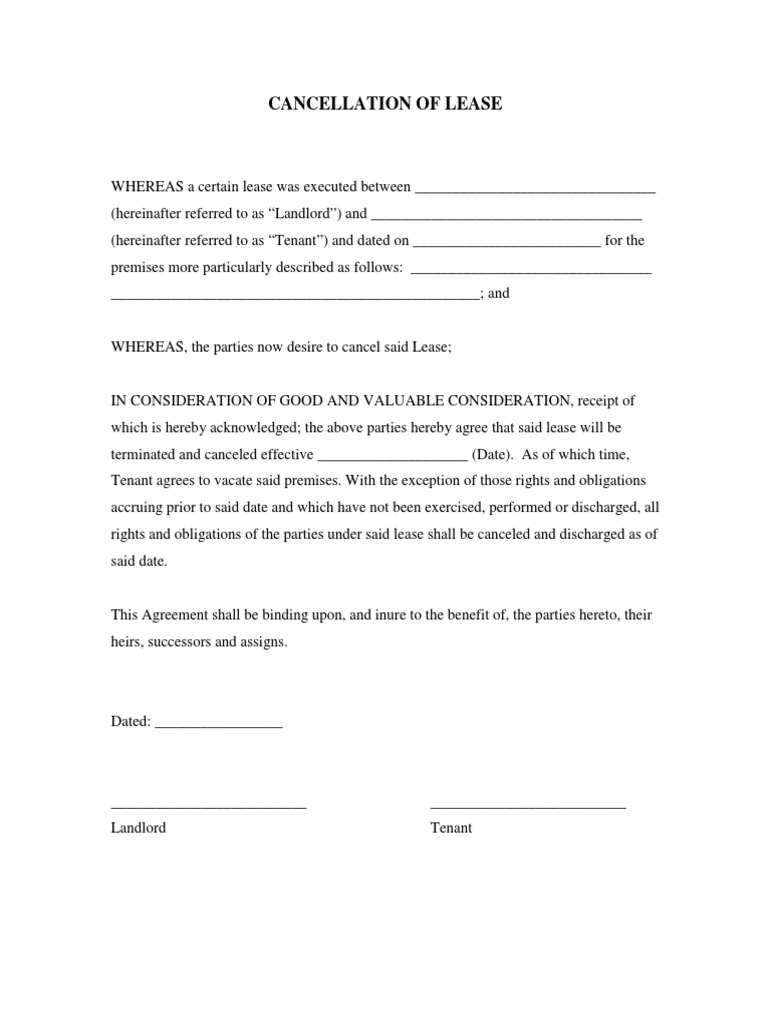 Cancellation of Lease | PDF | Finance & Money Management