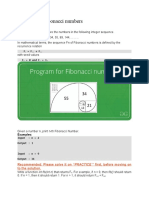 Program For Fibonacci Numbers
