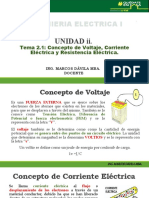 Tema 1. Concepto de Voltaje, Corriente Eléctrica y Resistencia Eléctrica.