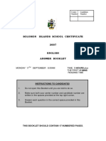 Solomon Islands School Certificate 2007 English Answer Booklet